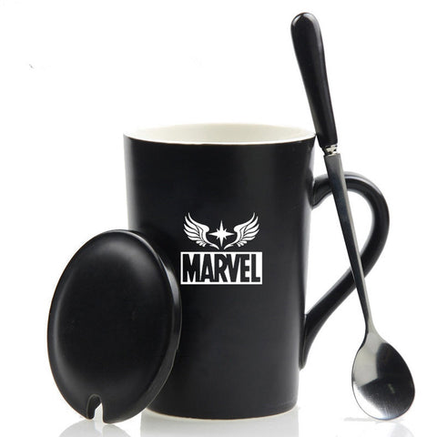 Marvel Mug With Cover Spoon 420ml The Avengers Ceramic Coffee Cups